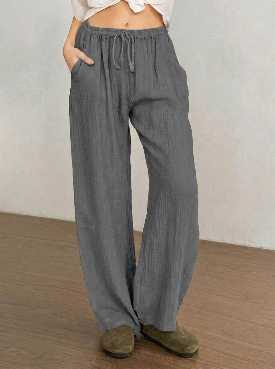Women's Linen Wide-Leg Palazzo Pants