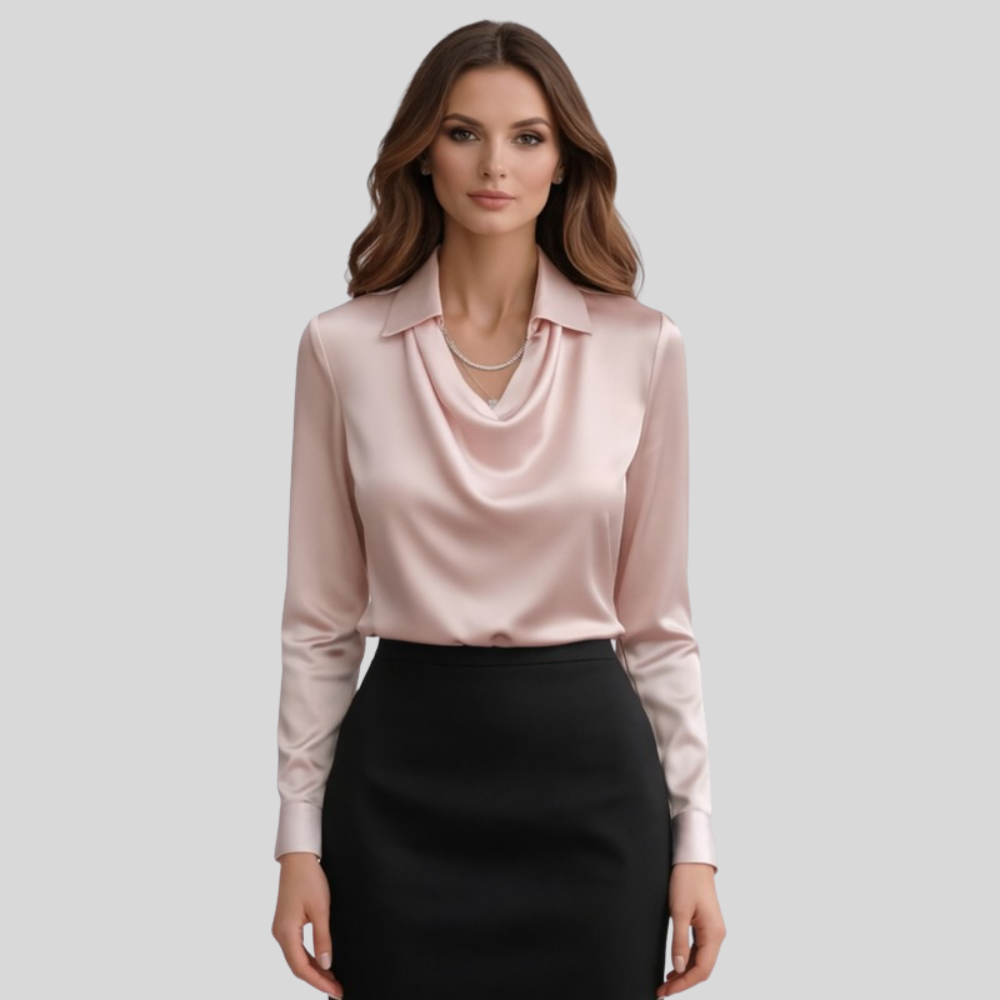 Silky Draped Neck Blouse