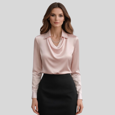 Silky Draped Neck Blouse