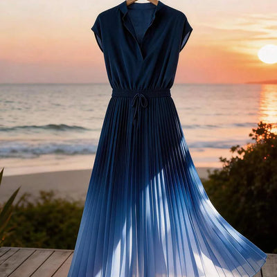 Elegant A Line Pleated Midi Dress for Women