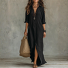 Bohemian Maxi Dress Button Front