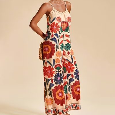 Floral Wide Leg Strap Jumpsuit