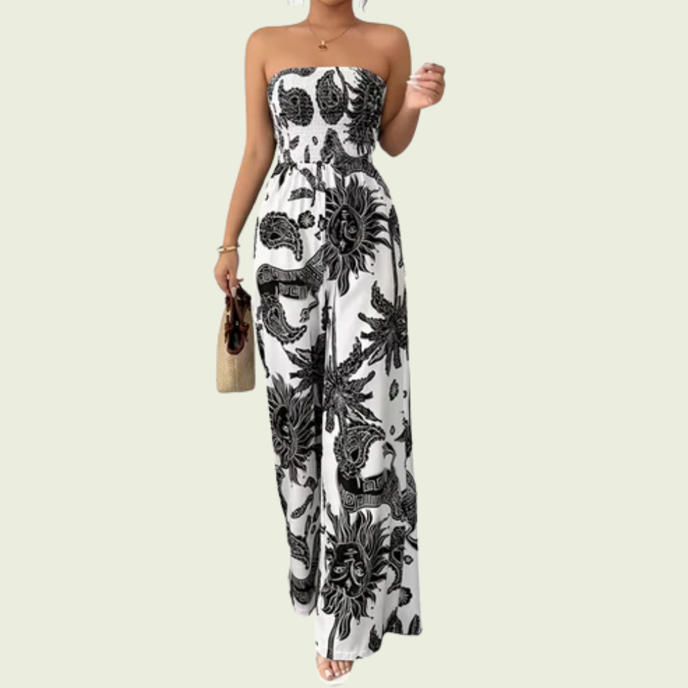 Floral Strapless Wide Leg Jumpsuit