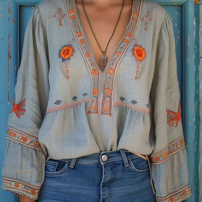 Bohemian V Neck Summer Blouse