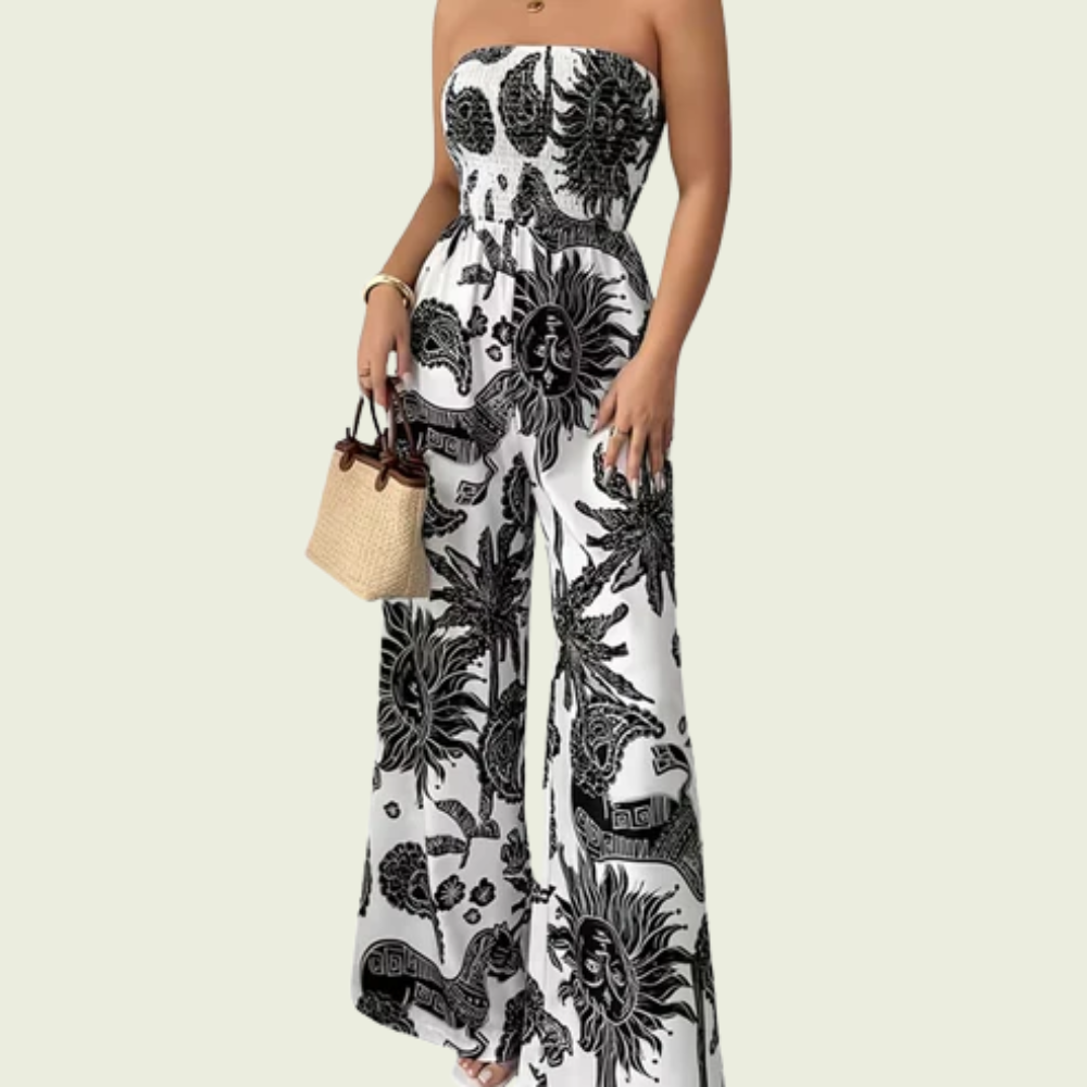 Floral Strapless Wide Leg Jumpsuit