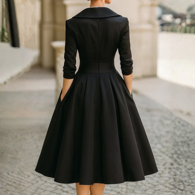 Vintage Shawl Collar Midi Dress