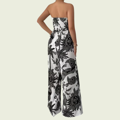 Floral Strapless Wide Leg Jumpsuit