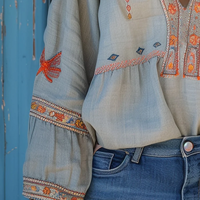 Bohemian V Neck Summer Blouse