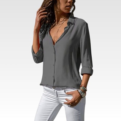 Airy Chiffon Blouse V Neck