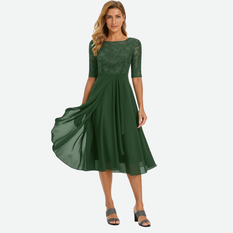 Delicate Lace Midi Dress Flared
