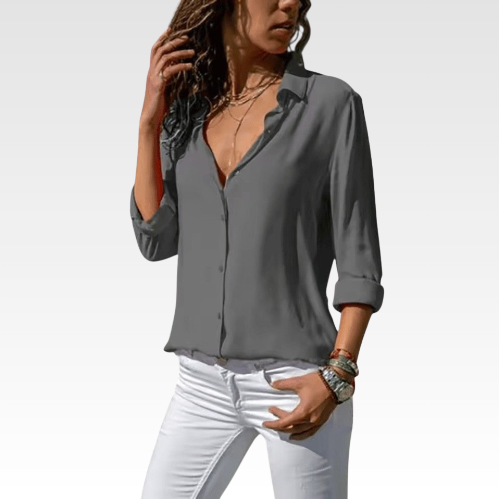 Airy Chiffon Blouse V Neck