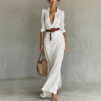 Chic Lapel Wrap Maxi Dress