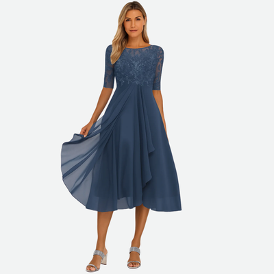 Delicate Lace Midi Dress Flared