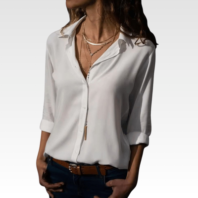 Airy Chiffon Blouse V Neck