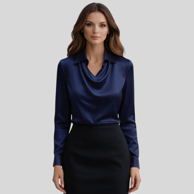 Silky Draped Neck Blouse