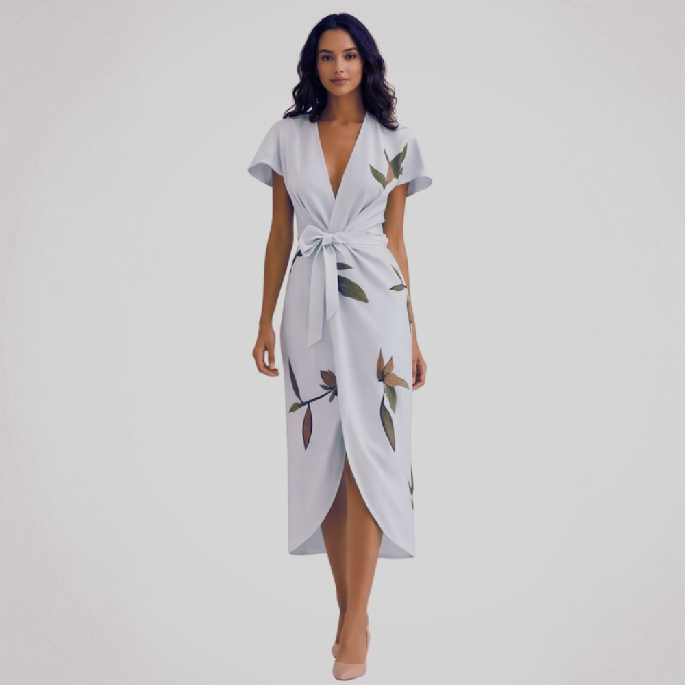 Floral Midi Wrap Dress