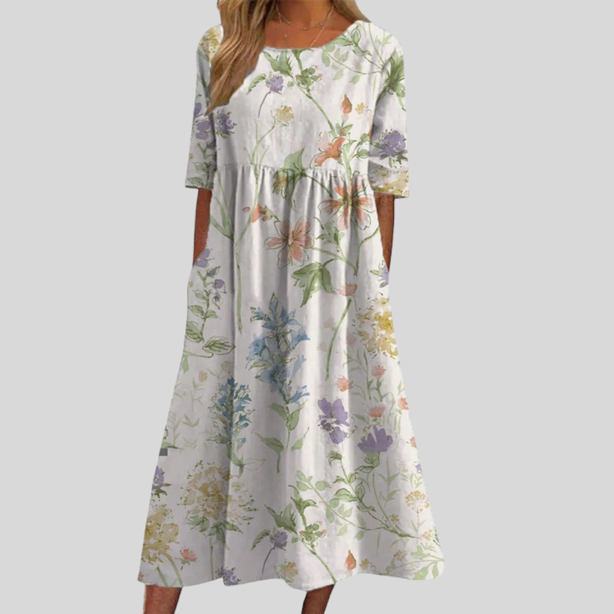 Graceful Flowy Embroidered Dress