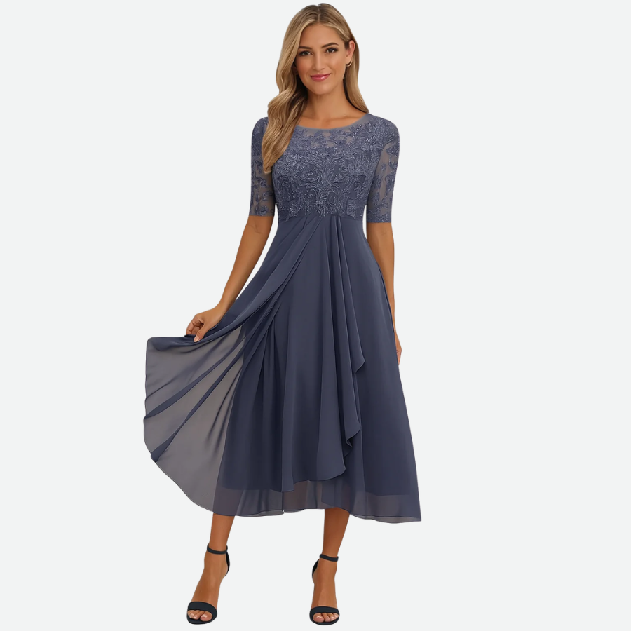Delicate Lace Midi Dress Flared