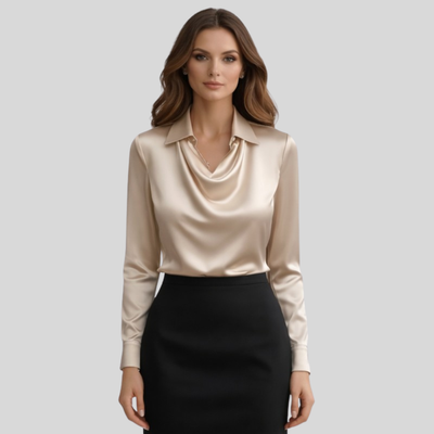Silky Draped Neck Blouse