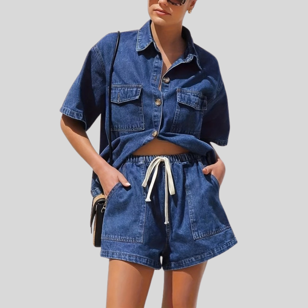 Vintage Denim Two Piece Set
