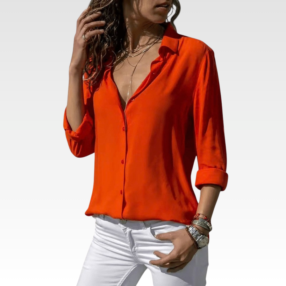 Airy Chiffon Blouse V Neck