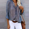 Effortless Striped Blouse V Neck