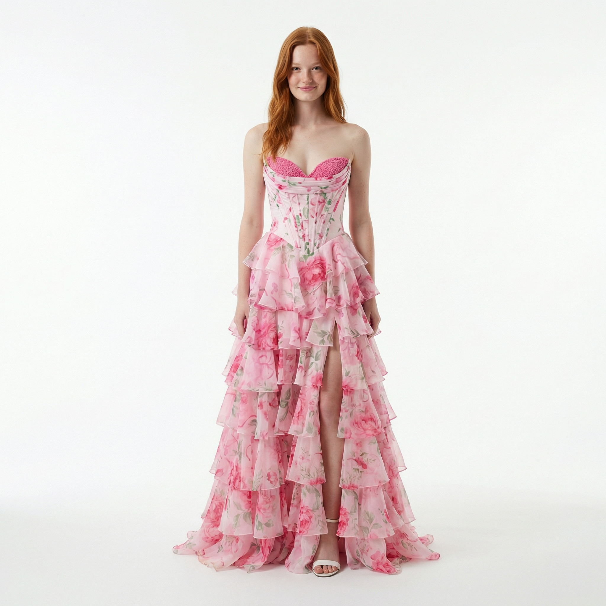 Ruffled Chiffon Prom Dress