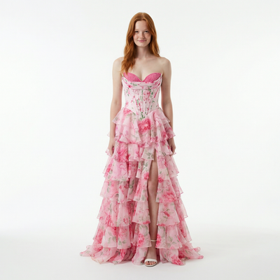 Ruffled Chiffon Prom Dress