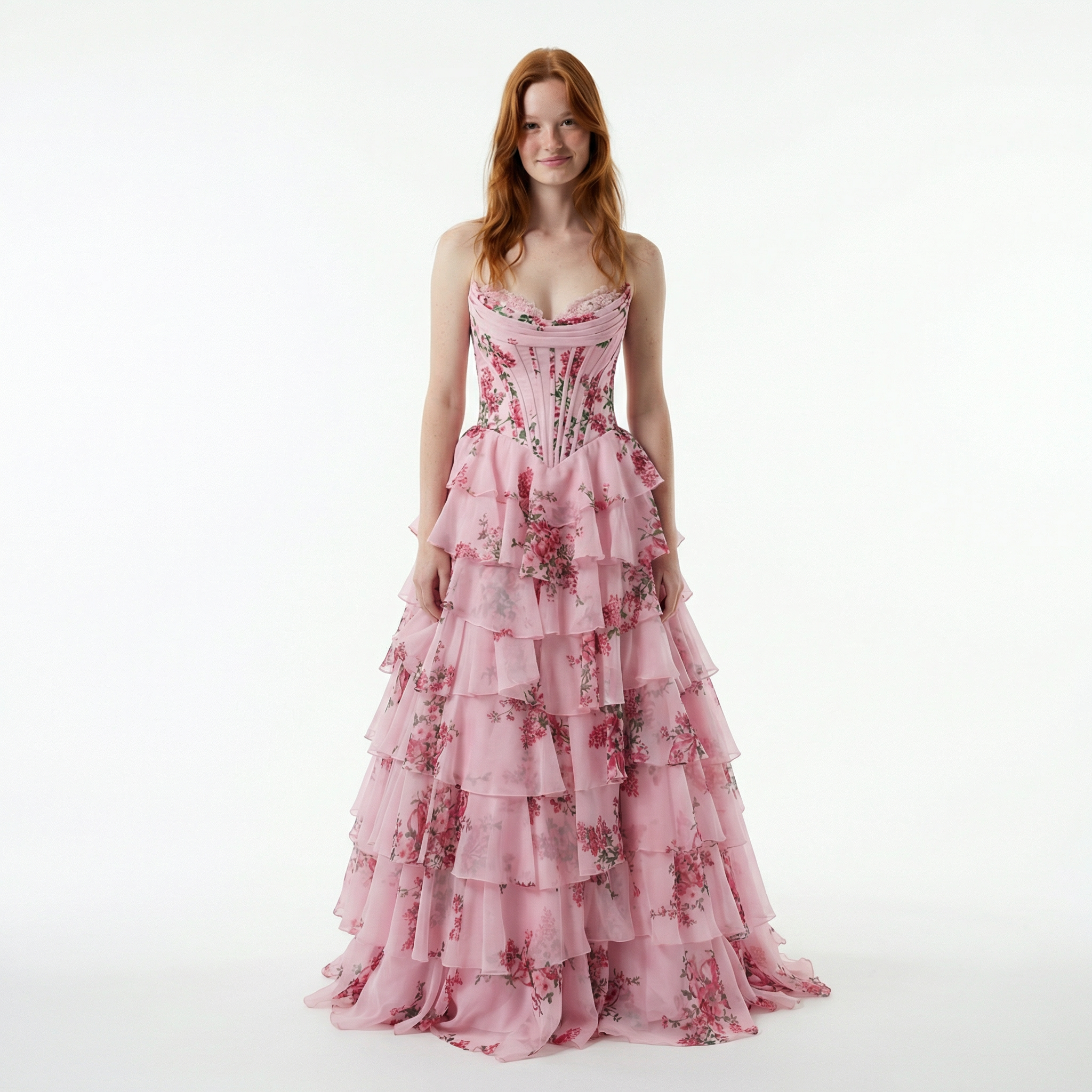 Ruffled Chiffon Prom Dress