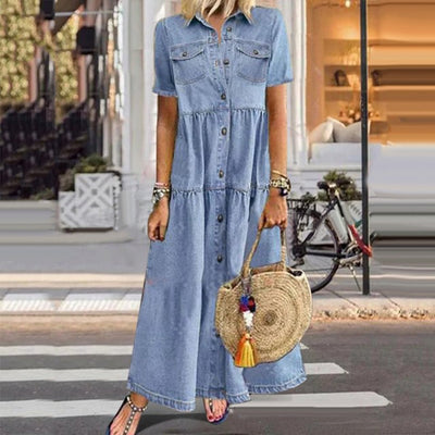 Casual Denim Midi Dress