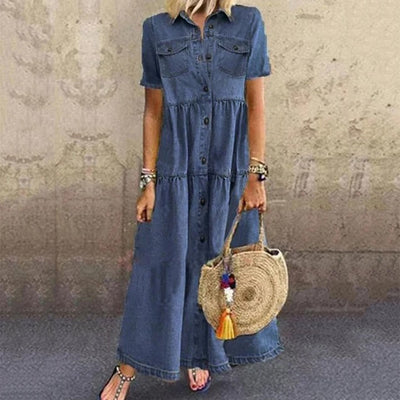 Casual Denim Midi Dress