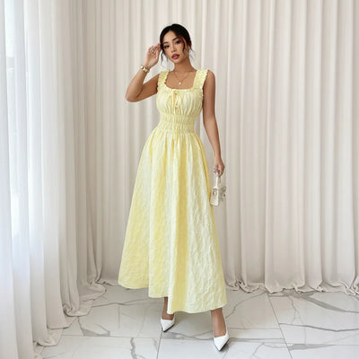 Smocked Midi Dress Summer Dress for Beach Parties