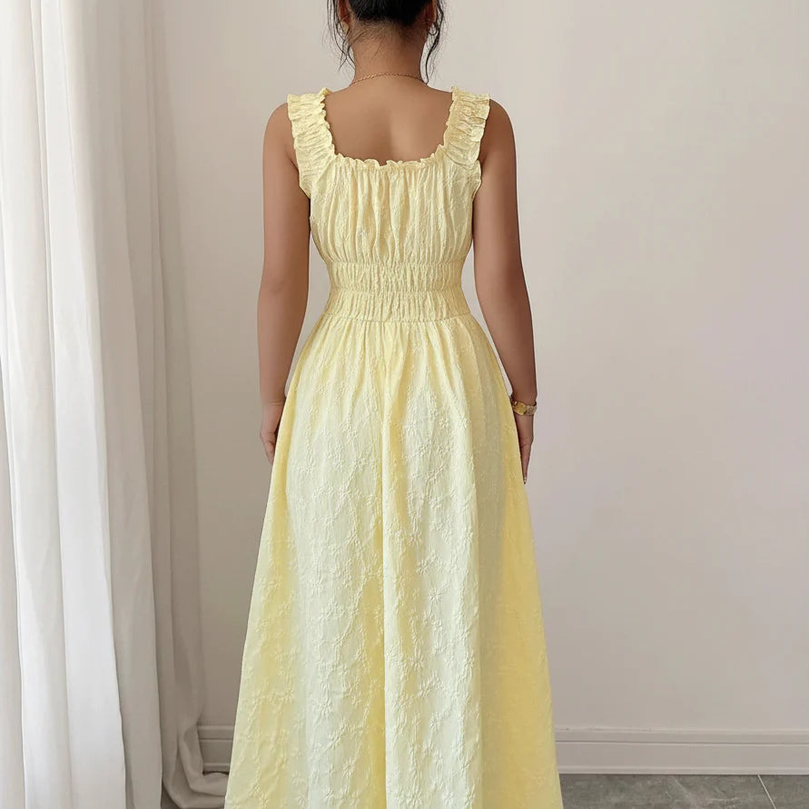 Smocked Midi Dress Summer Dress for Beach Parties