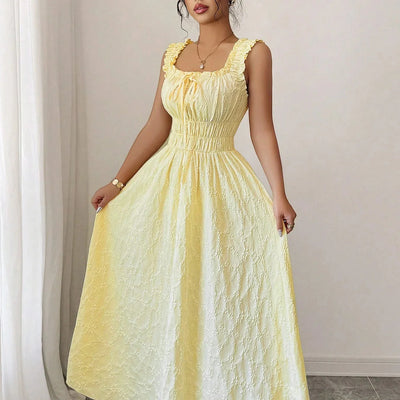 Smocked Midi Dress Summer Dress for Beach Parties