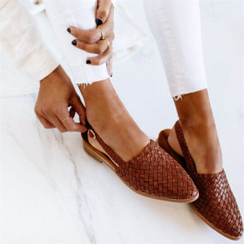 Luxe Leather Woven Buckled Sandals