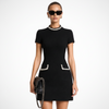 Luxe Pearl Trim Mini Dress Pocket
