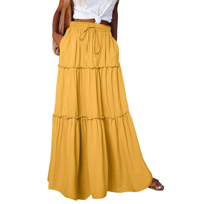 Timeless High Waist Long Skirt with Elegant Movement