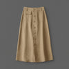 Button Front Midi Skirt with Flattering High Waist Fit