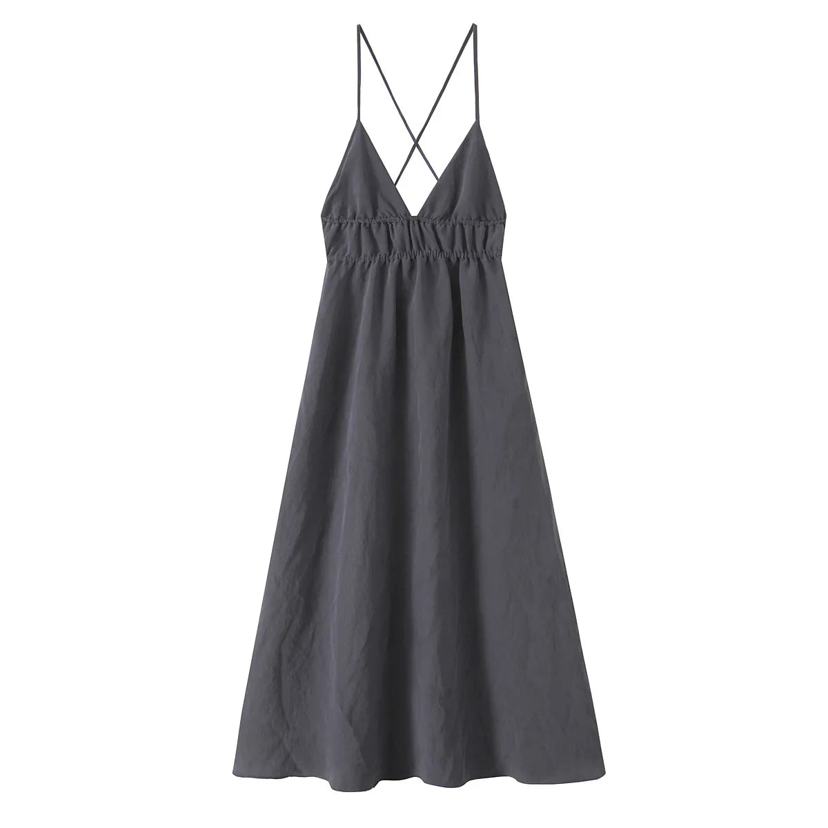 V-Neck Sling Dress with Graceful Midi Length