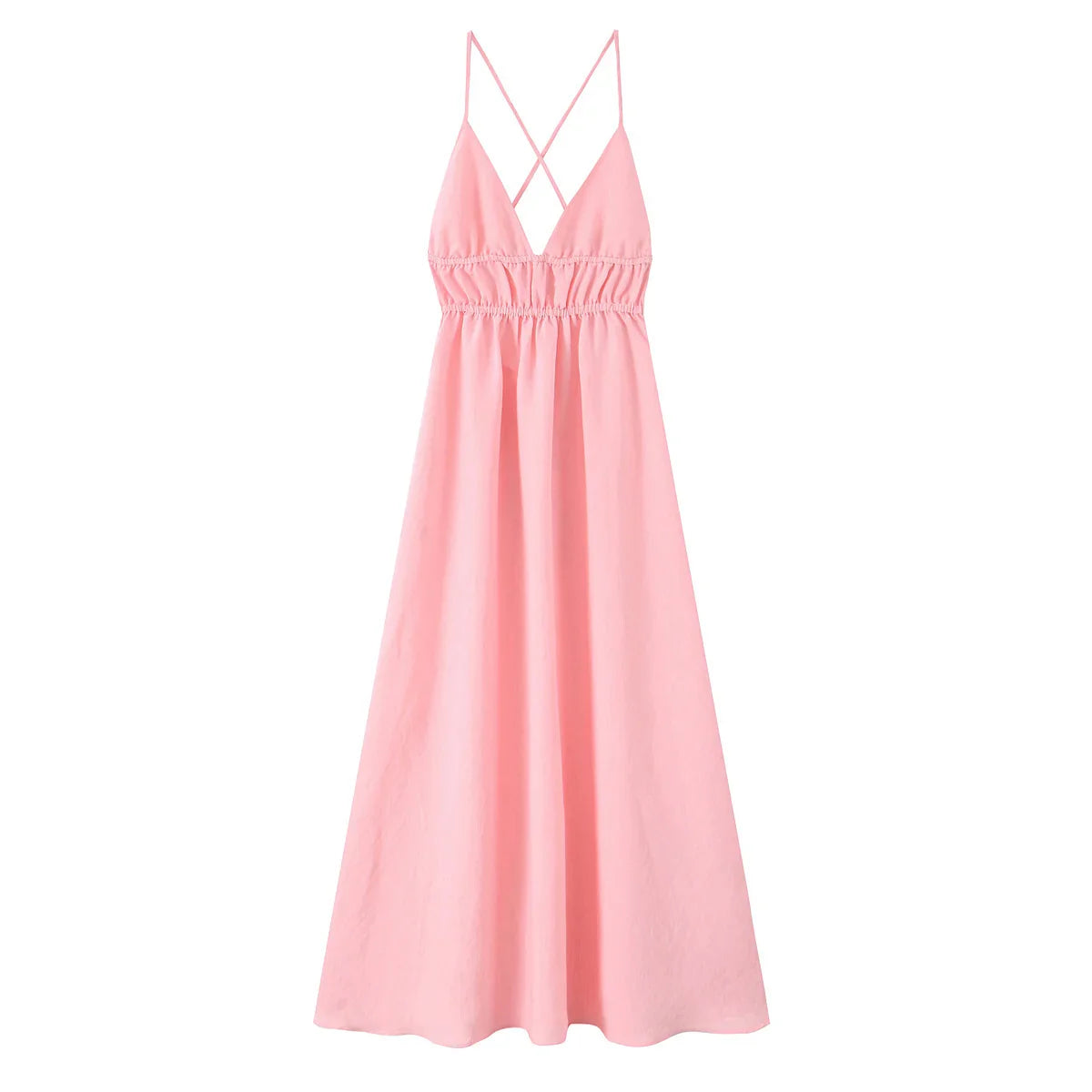 V-Neck Sling Dress with Graceful Midi Length