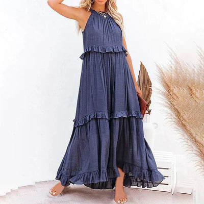 Elegant Ruffle Accent Maxi Dress with Timeless Appeal