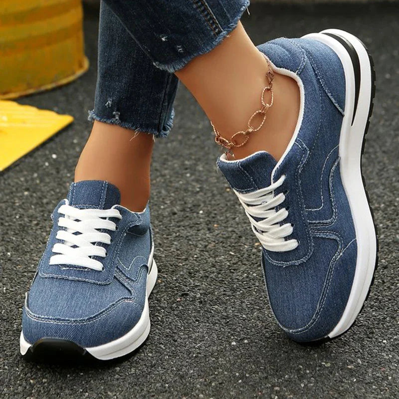 Comfortable Platform Denim Sneakers