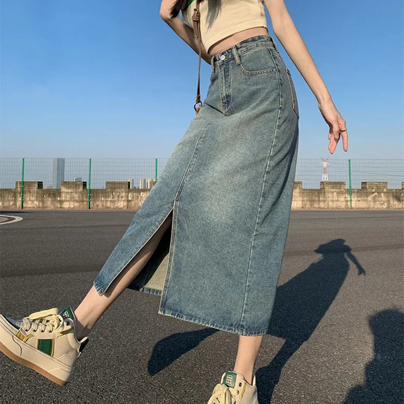 High Waist Slit Maxi Skirt with Timeless A-Line Shape