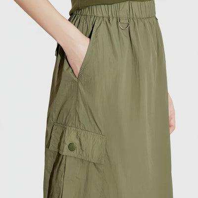 Workwear Inspired Mid Length Skirt with Functional Design