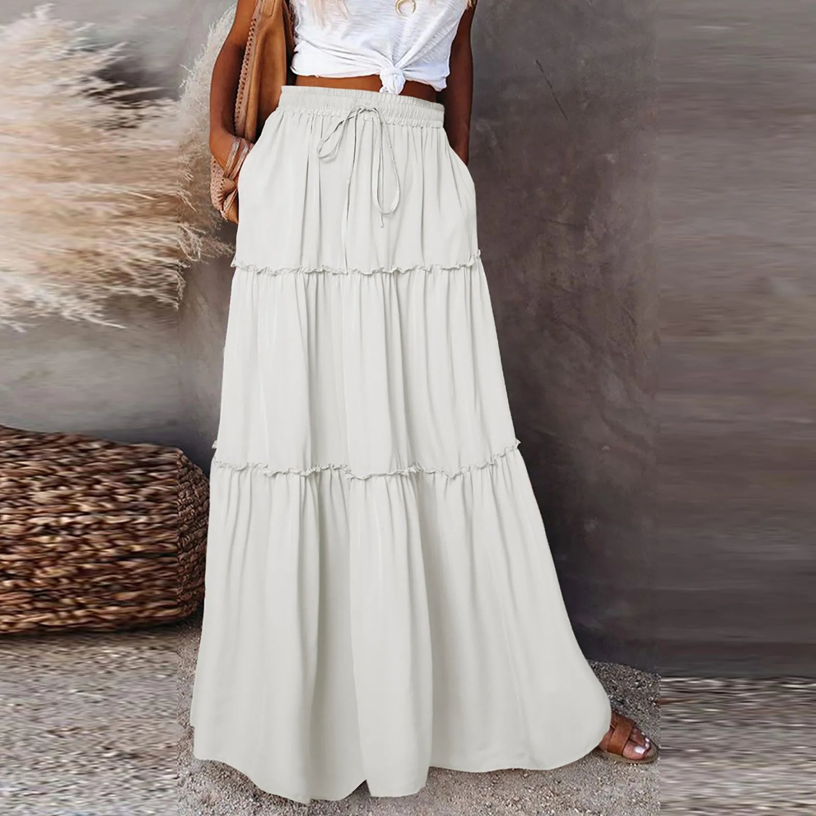 Timeless High Waist Long Skirt with Elegant Movement