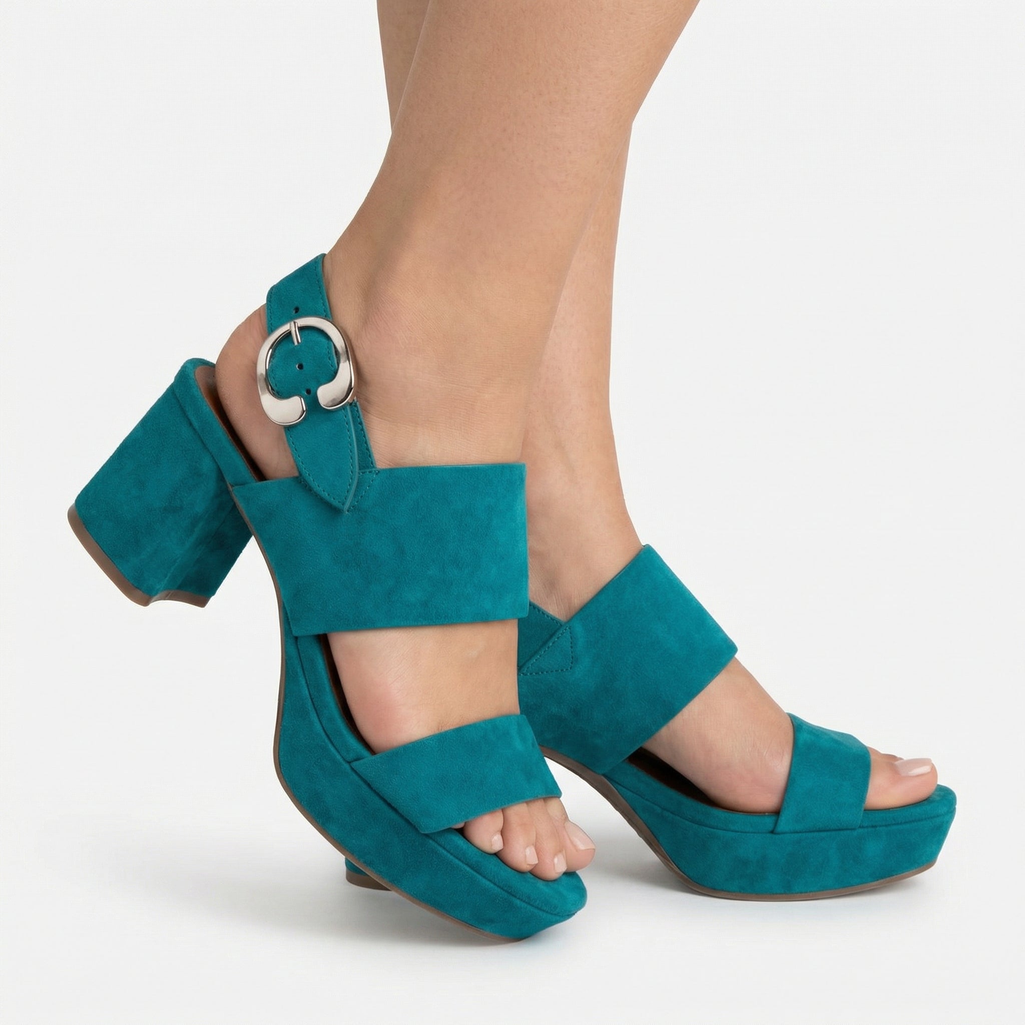 Stone Suede Platform Sandals