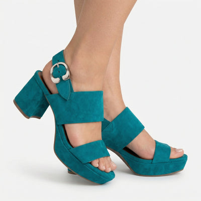 Stone Suede Platform Sandals