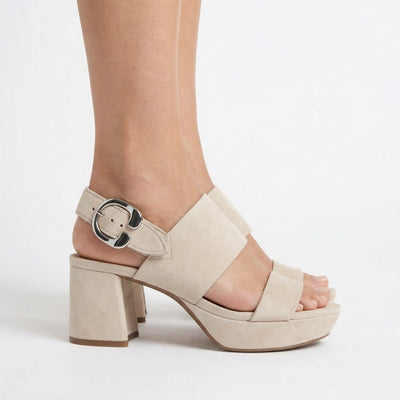 Stone Suede Platform Sandals
