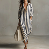 Striped Bohemian Shirt Maxi Dress