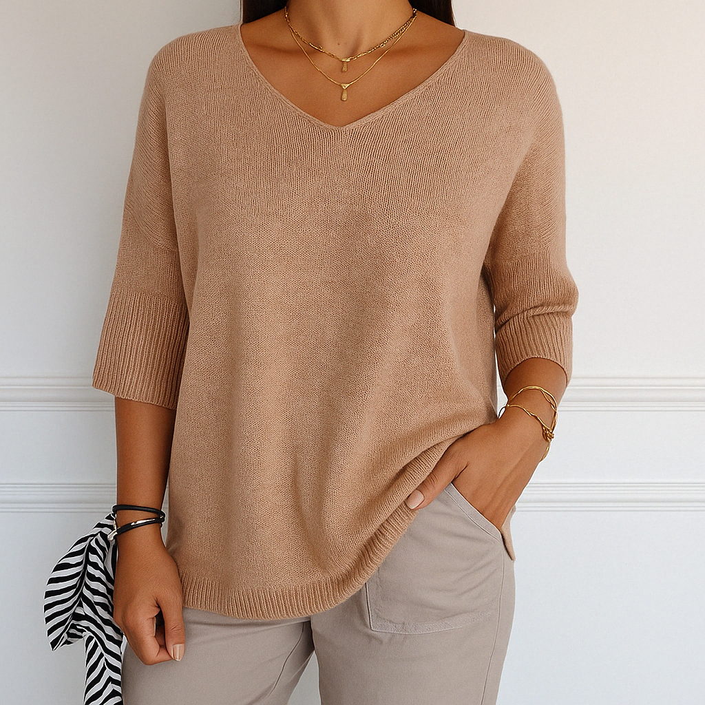 Lightweight Knit V Neck Sweater